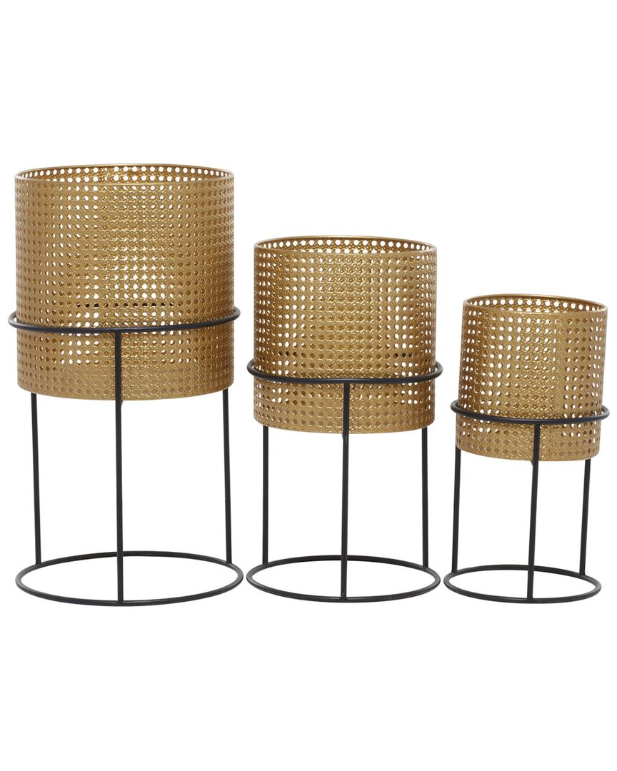 Peyton Lane Set Of 3 Planters In Gold