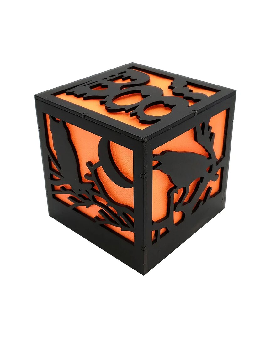 Lumabase Battery-operated Lighted Orange Halloween Box In Orange