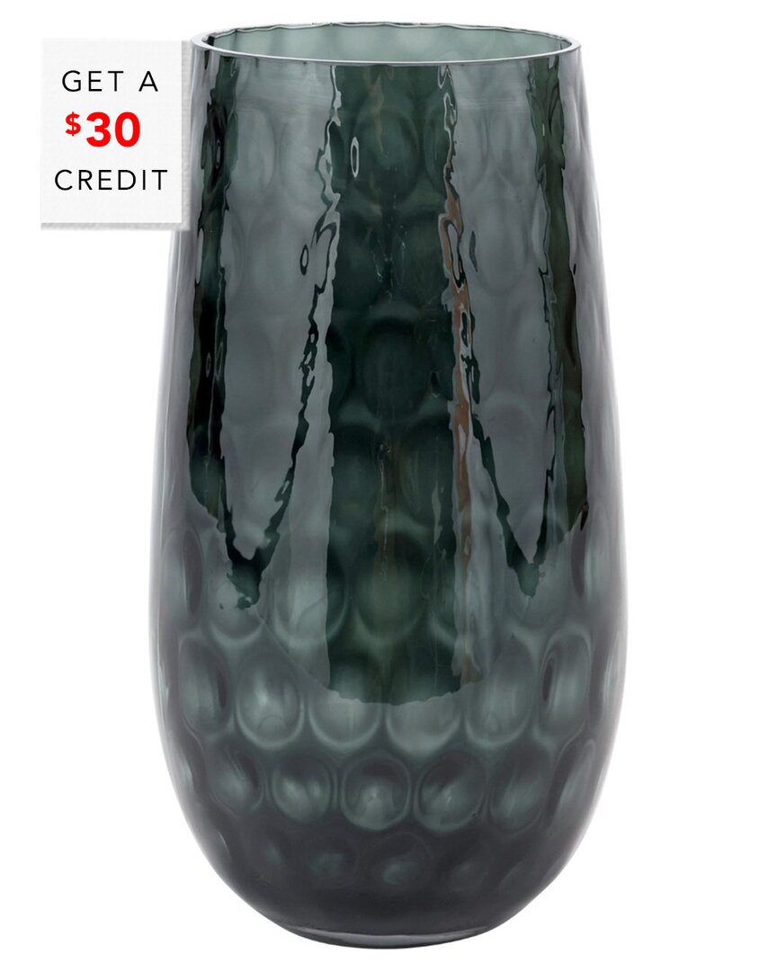 Vietri Bolla Glass Small Pebbled Vase In Green