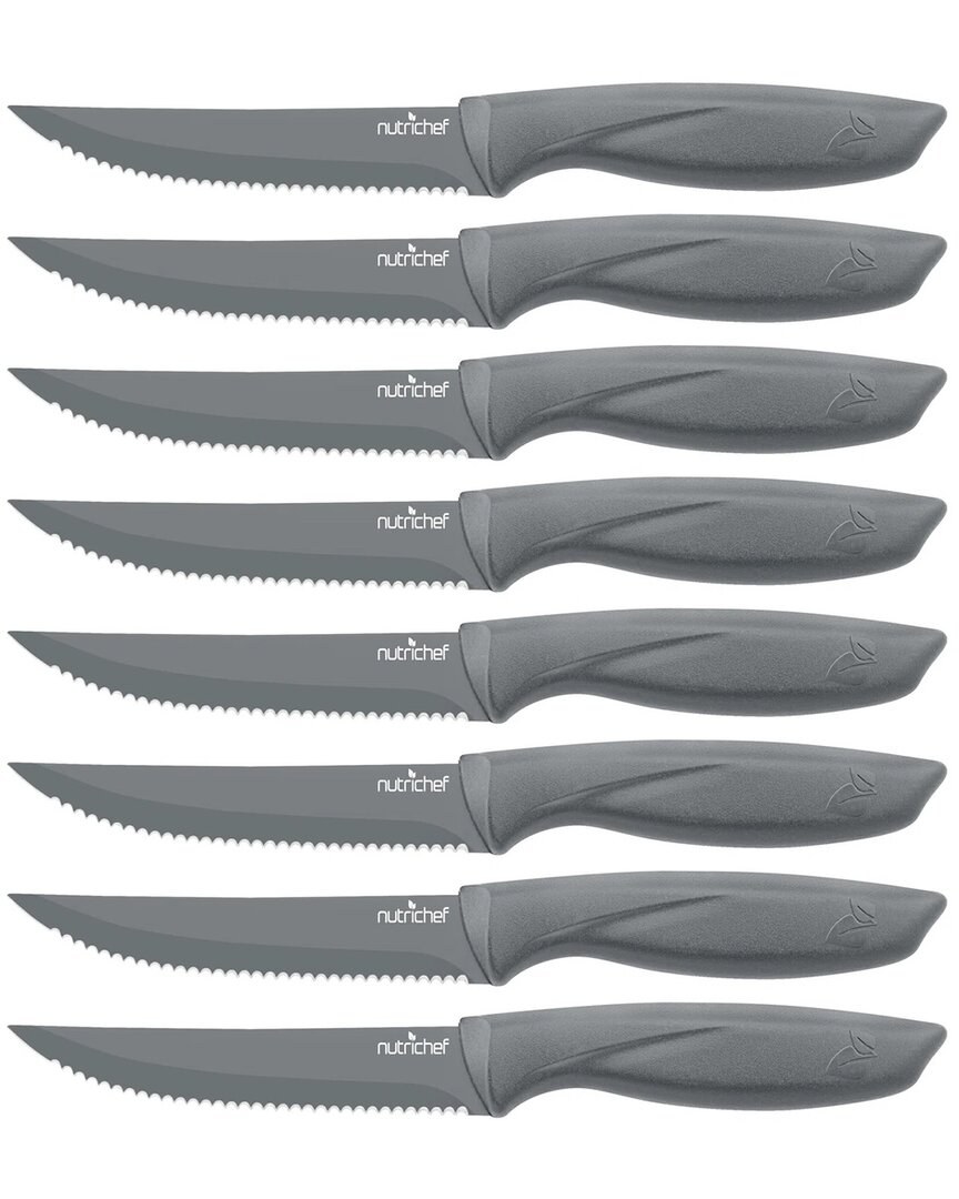 Nutrichef 8pc Steak Knife Set In Grey