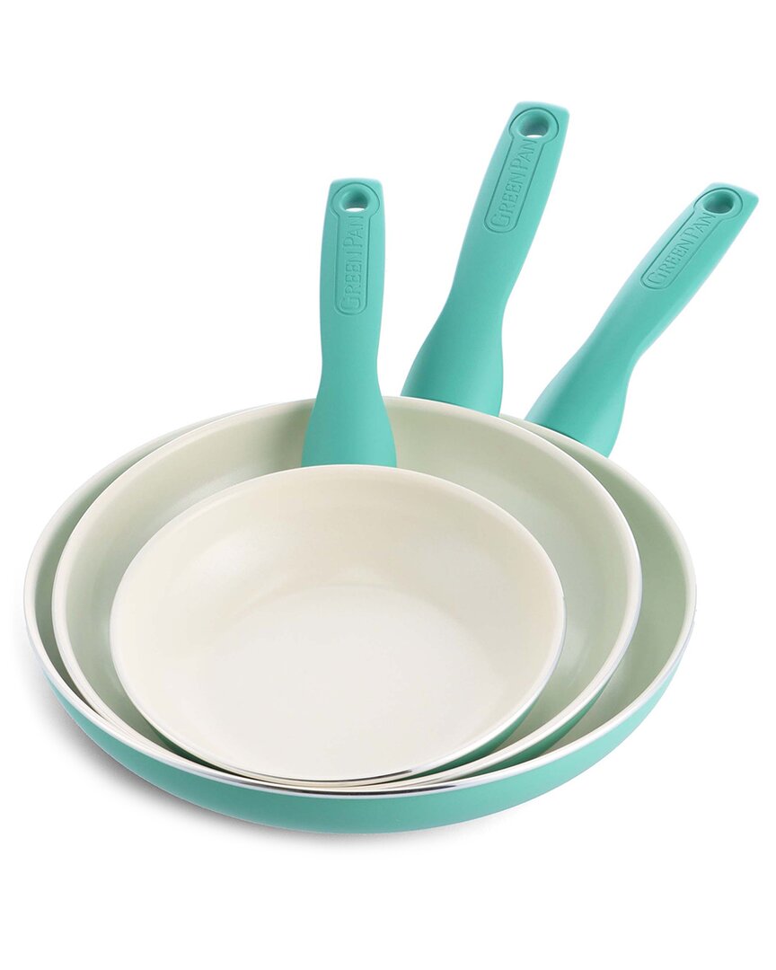Greenpan Rio Healthy Ceramic 7", 9.5" And 11" Nonstick Frying Pan Skillet Set In Blue