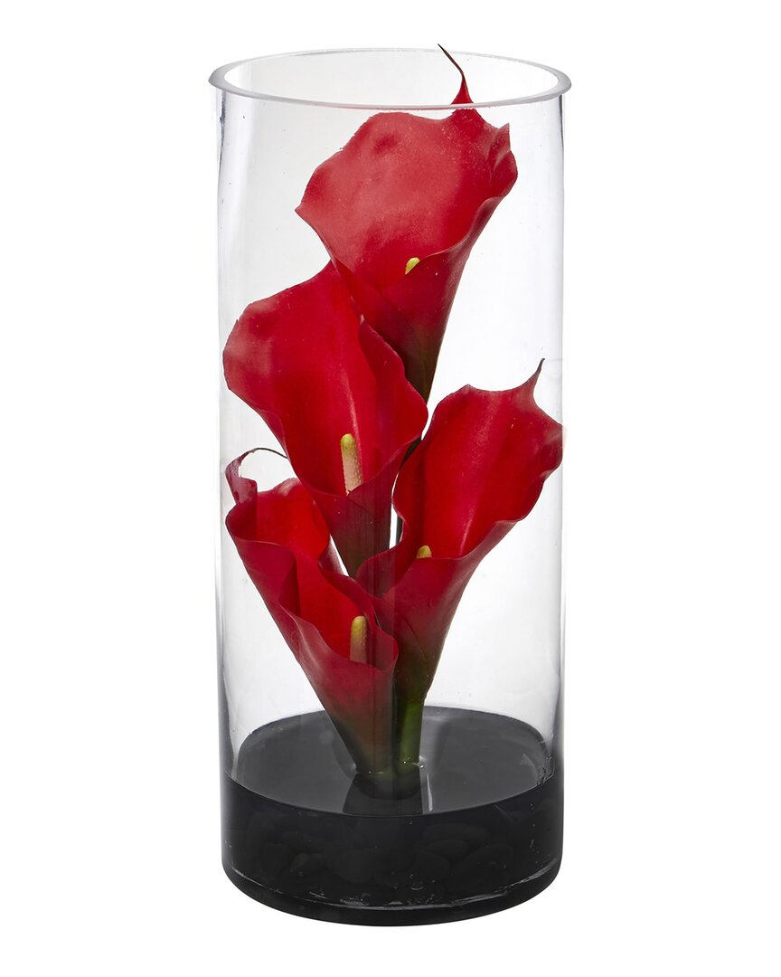 NEARLY NATURAL NEARLY NATURAL CALLA LILY ARTIFICIAL ARRANGEMENT IN CYLINDER GLASS VASE 