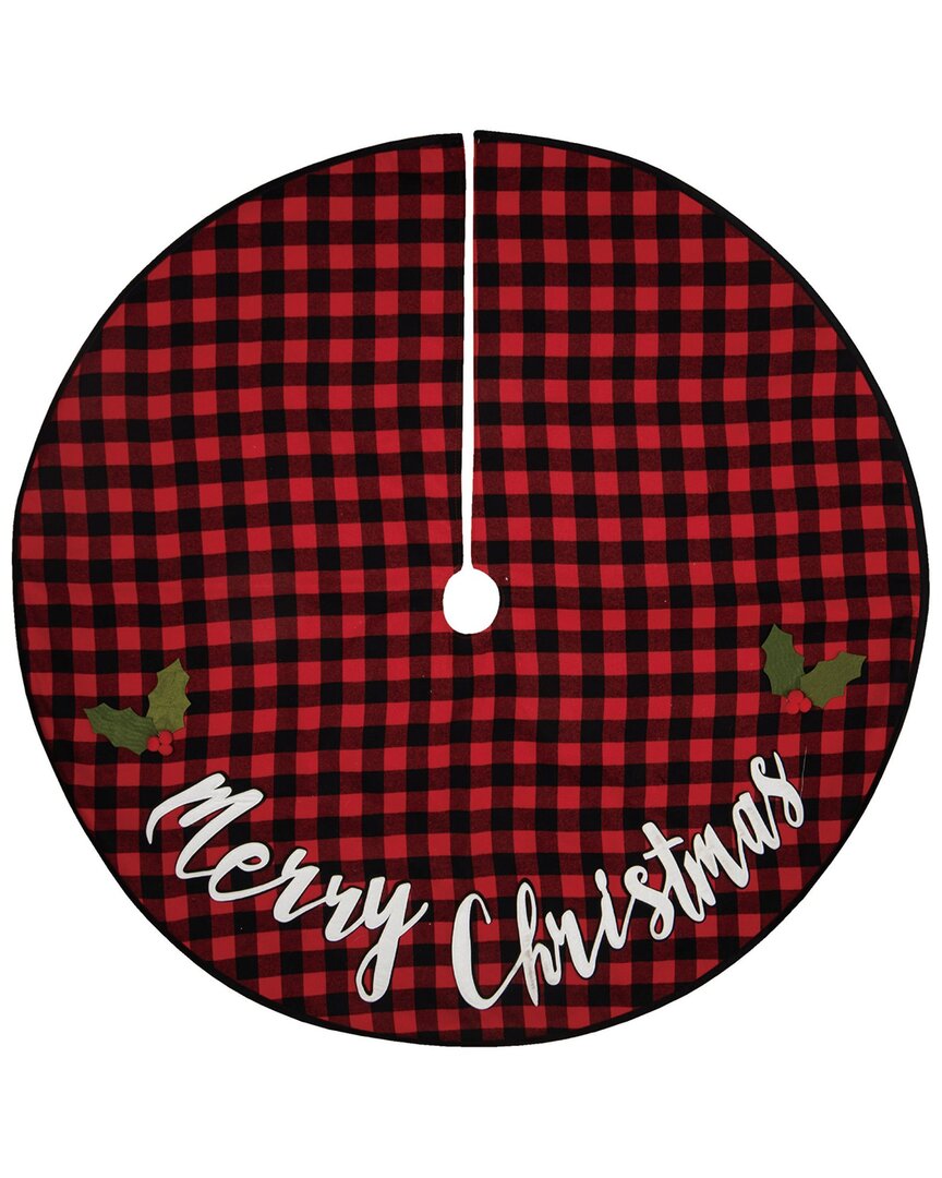 Transpac Polyester 48.03in Multicolored Christmas Buffalo Check Tree Skirt