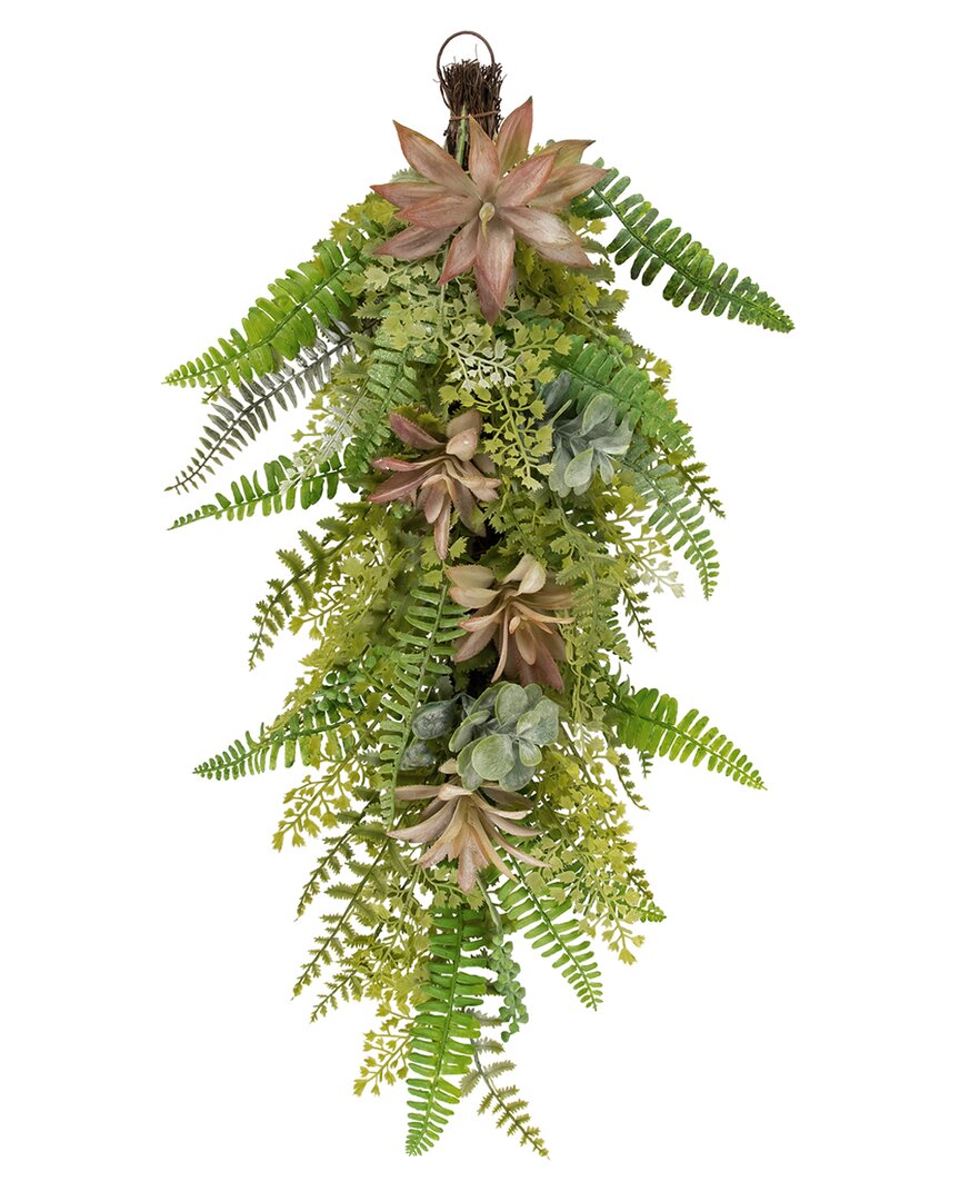 NORTHLIGHT NORTHLIGHT LEAVES & SUCCULENTS ARTIFICIAL SPRING TEARDROP SWAG 