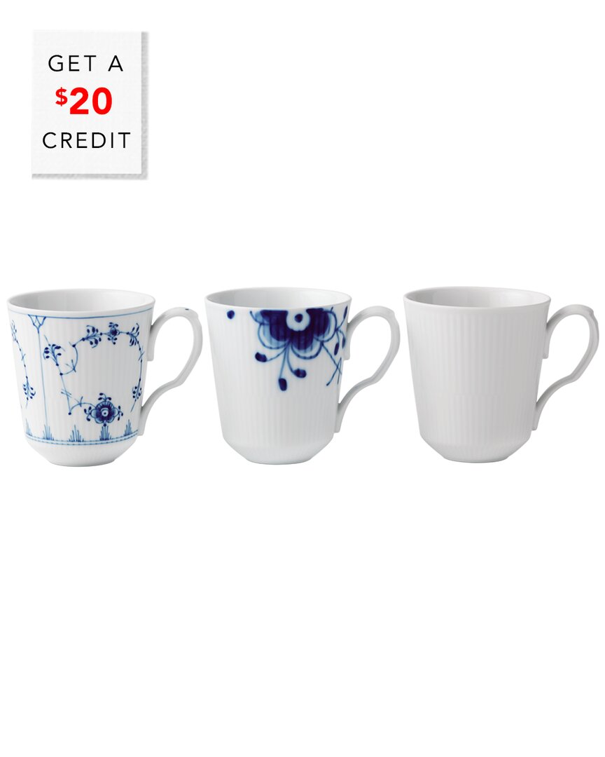 Shop Royal Copenhagen Set Of 3 Gifts With History 12.25oz Mugs With $20 Credit