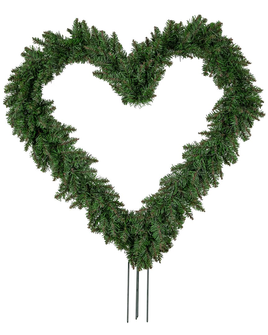 NORTHLIGHT NORTHLIGHT ARTIFICIAL PINE HEART SHAPED WREATH WITH GROUND STAKES