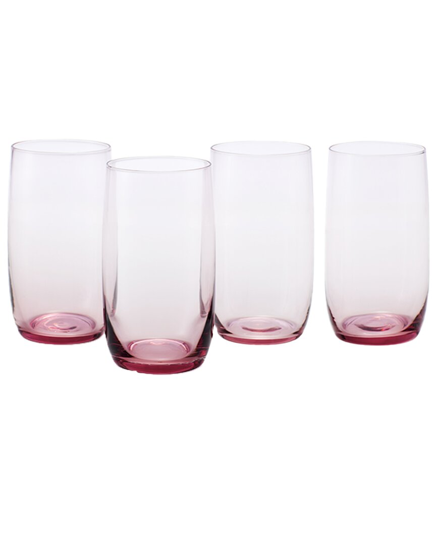 Fortessa Set Of 4 Gala Glass Pink Iced Beverage Glasses In Pink