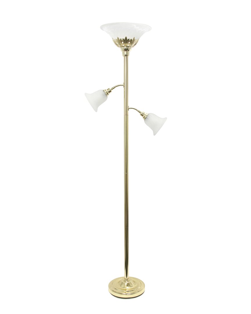 Lalia Home Torchiere Floor Lamp With 2 Reading Lights In Gold