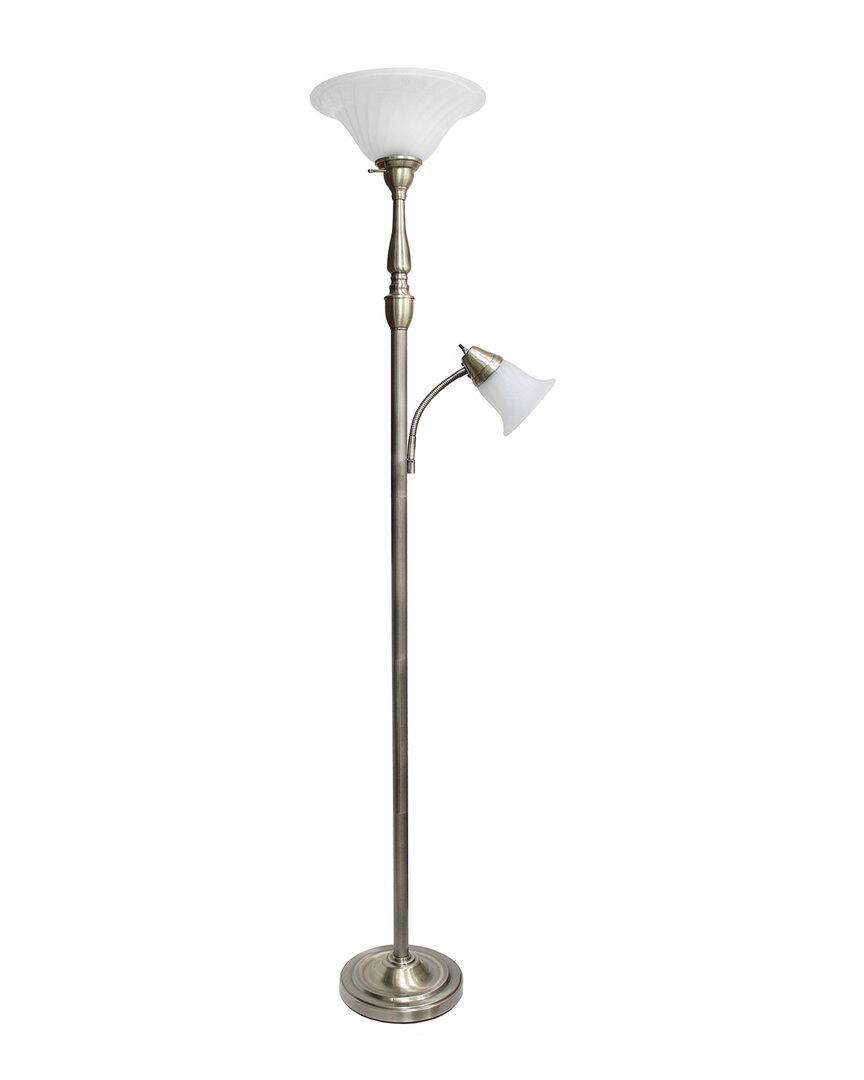 Lalia Home Torchiere Floor Lamp With Reading Light In Gold