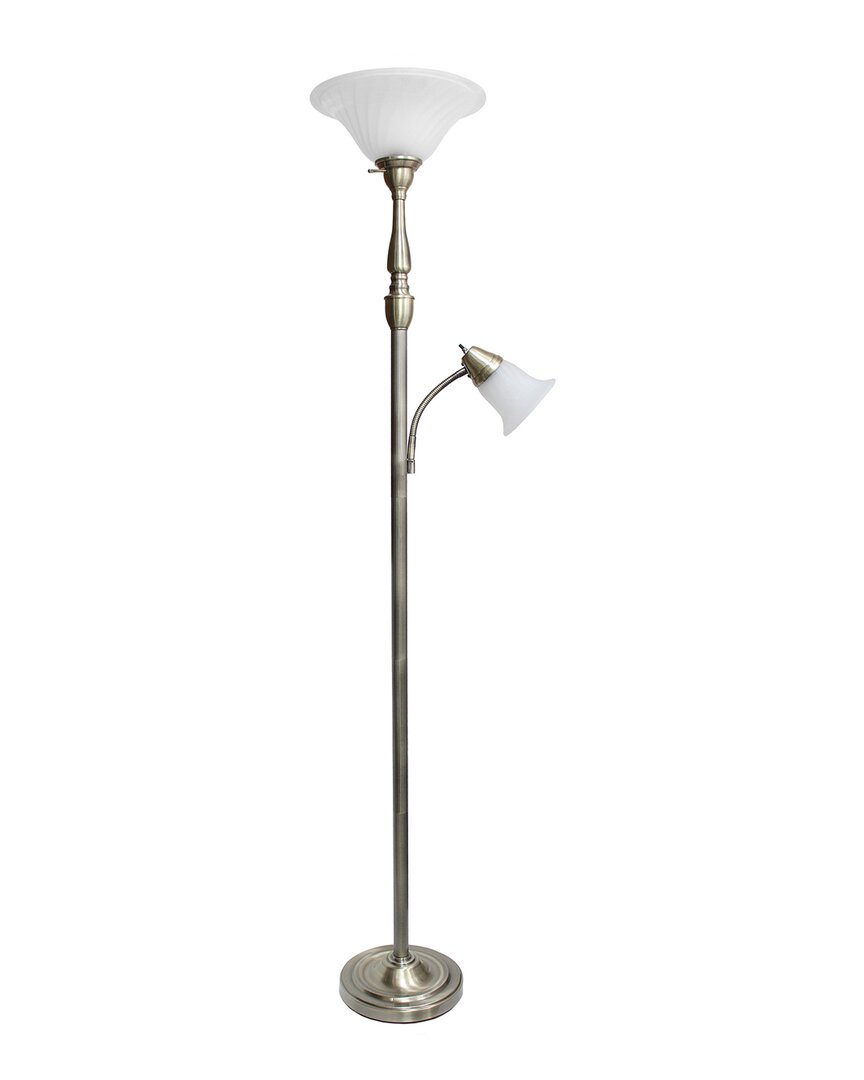 Lalia Home Torchiere Floor Lamp With Reading Light In Brass