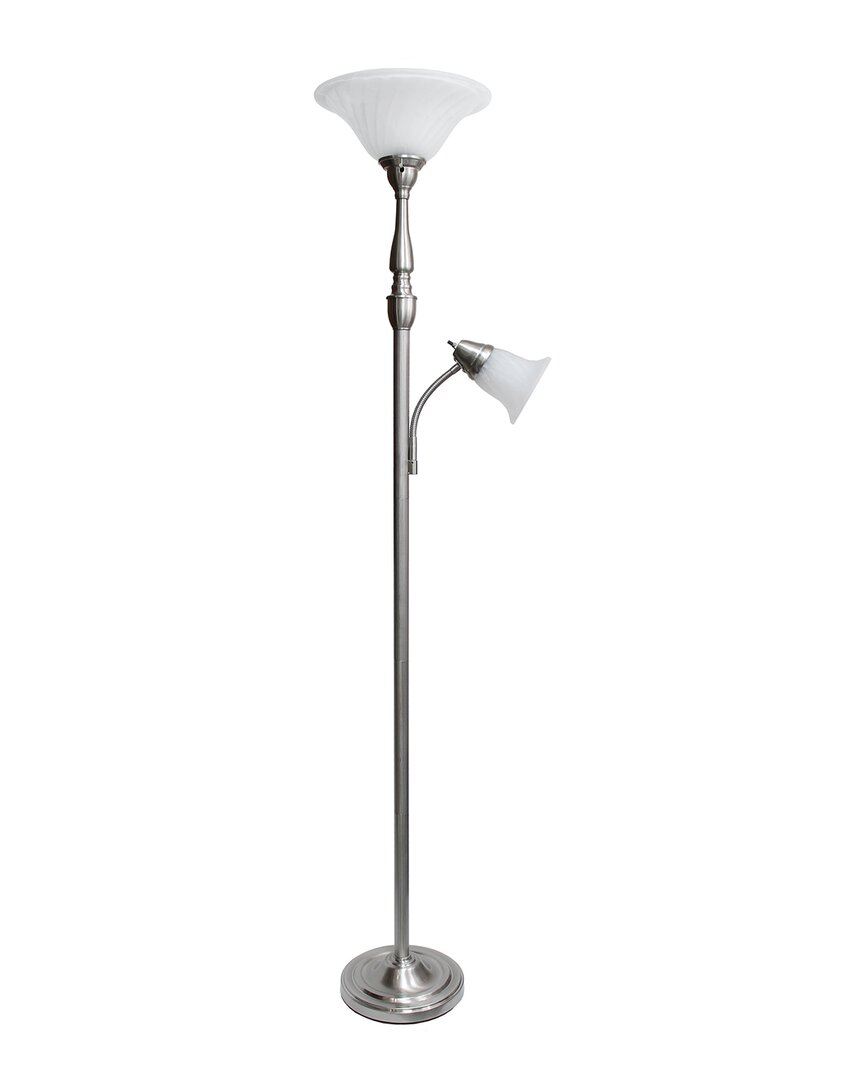 Lalia Home Torchiere Floor Lamp With Reading Light In Brass
