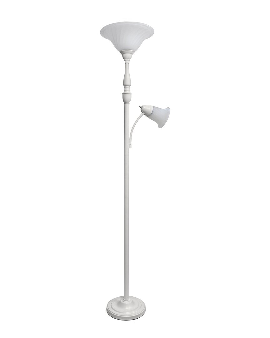 Lalia Home Torchiere Floor Lamp With Reading Light In White