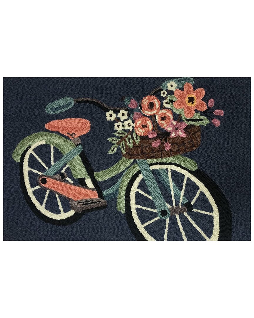 The Rug Market Blossom Bike 30x48in Doormat In Indigo