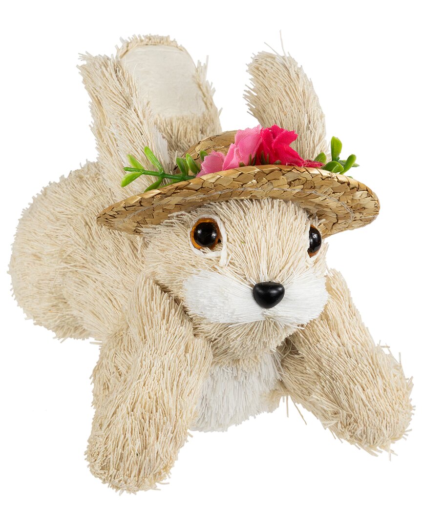 Northlight Rabbit With Straw Hat Easter Figurine In Beige
