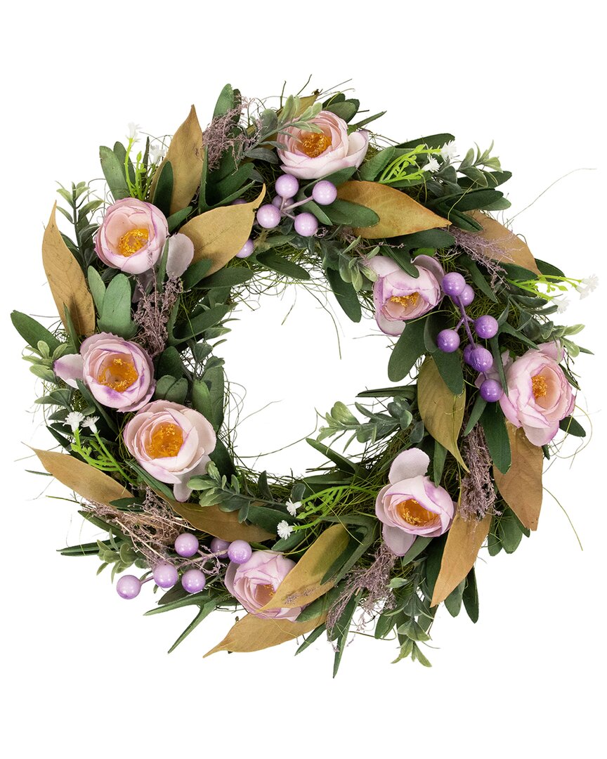 Northlight Artificial Mixed Floral And Greenery Spring Wreath In Purple