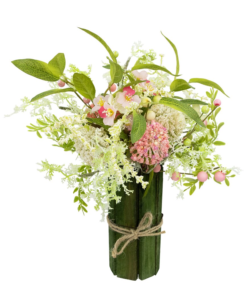 Northlight Hydrangea & Berry Floral Spring Bouquet In Pink