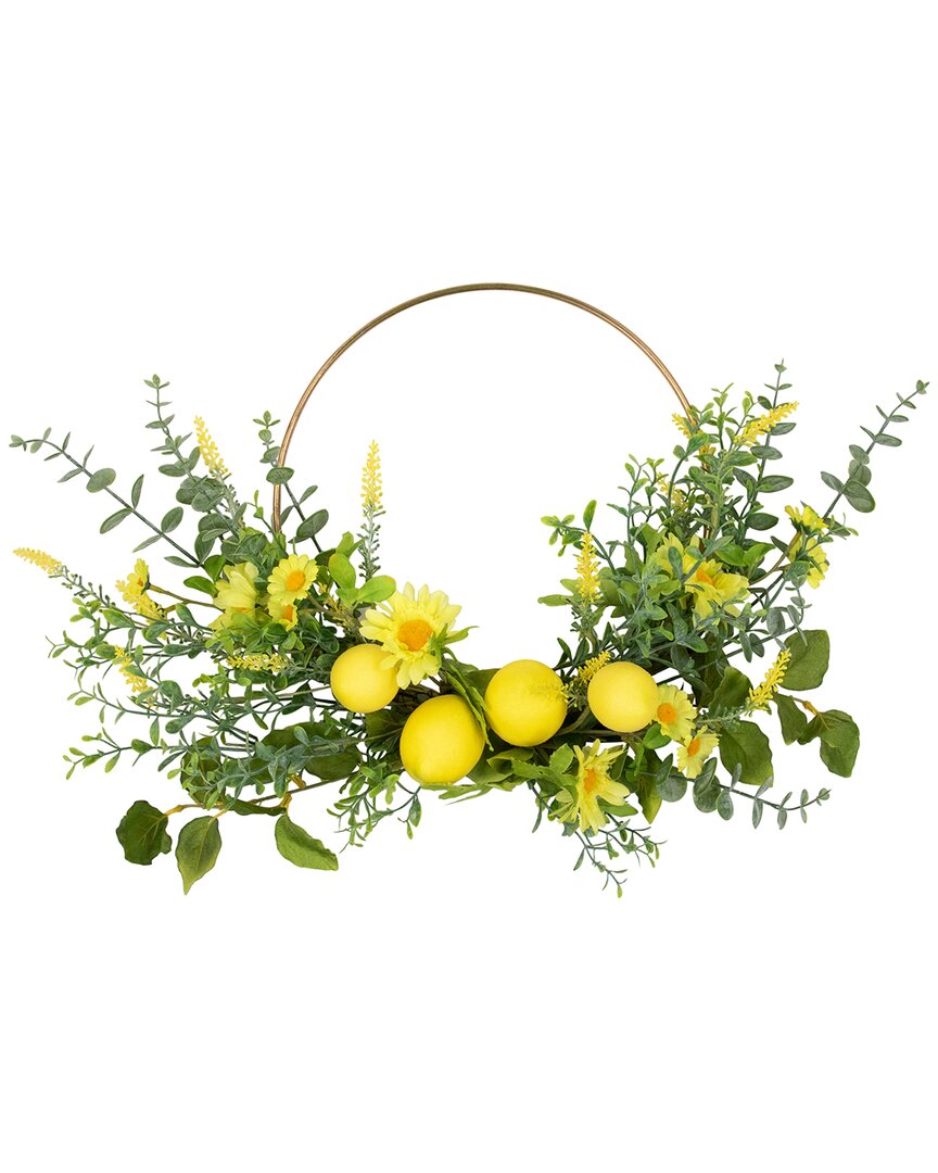 Northlight Lemon & Daisy Springtime Half Wreath In Green