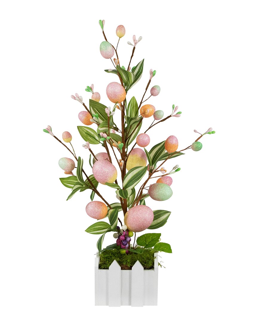 NORTHLIGHT NORTHLIGHT ARTIFICIAL POTTED TWIG TREE WITH EASTER EGGS