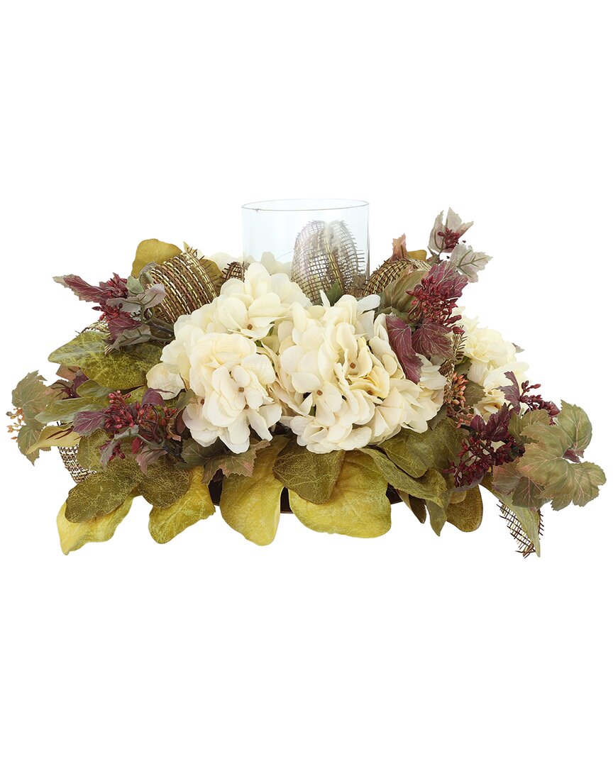 Creative Displays Fall Candleholder Centerpiece With Cream Hydrangea