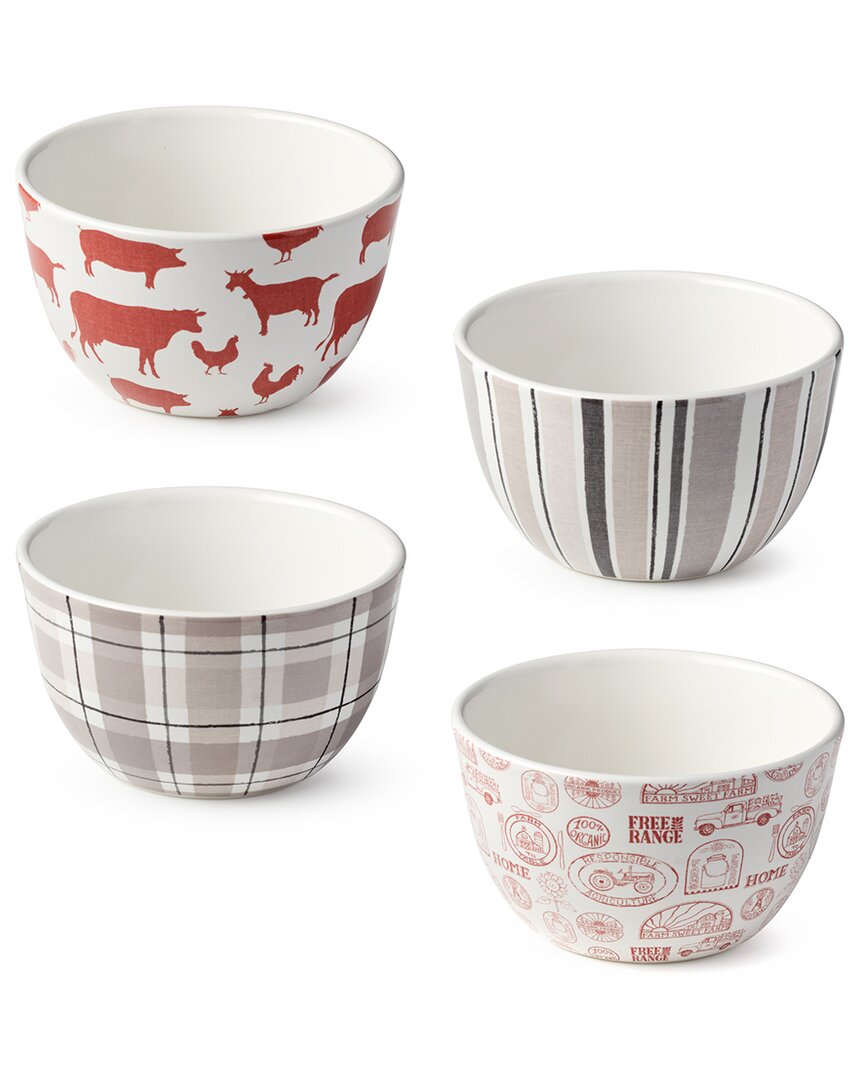 Certified International Vintage Farm Set Of 4 Ice Cream Bowls