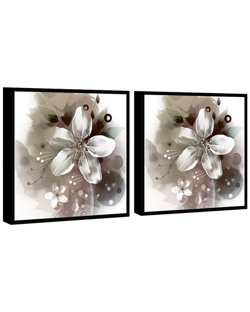 Chic Home Design Magnolia 2pc Set Framed Wrapped Canvas Wall Art