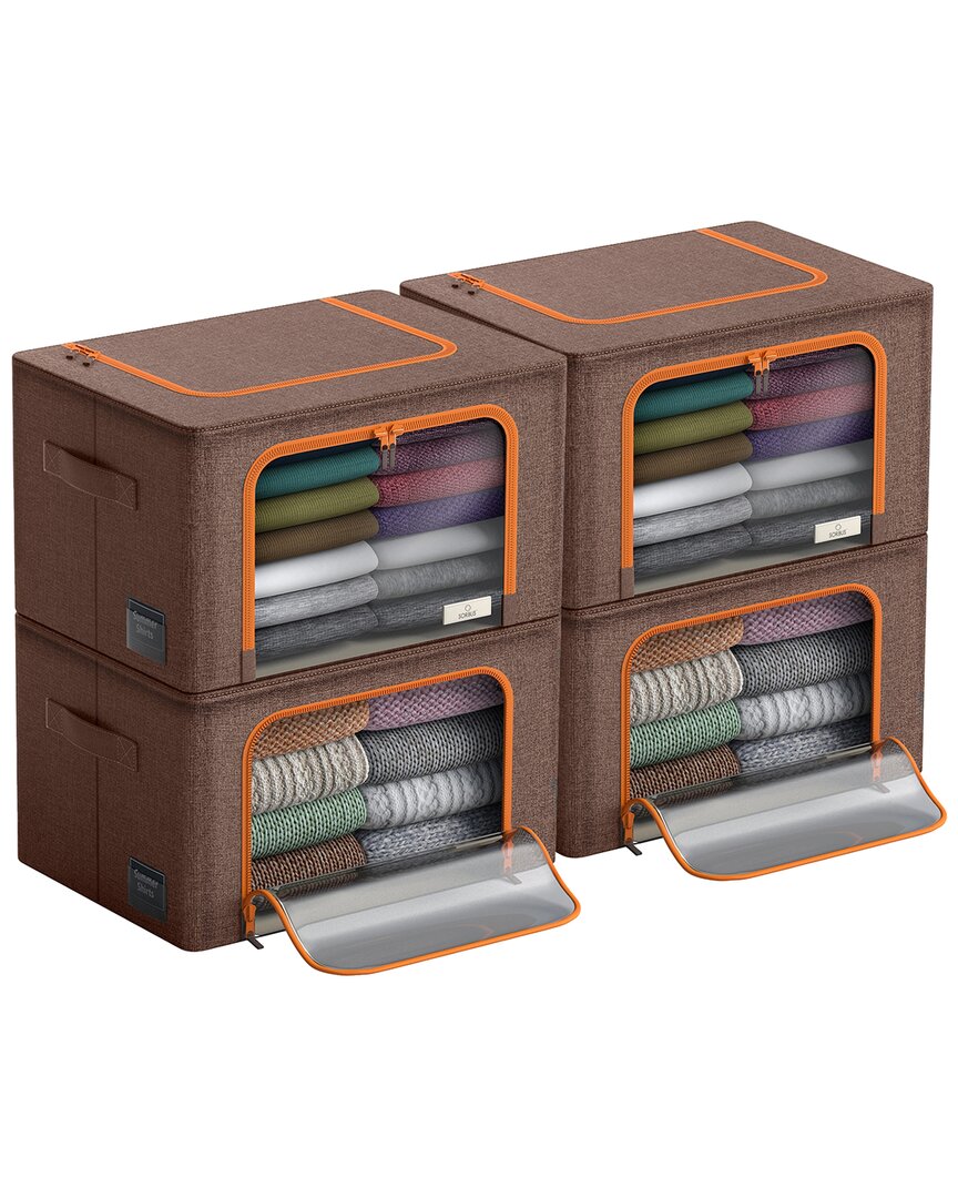 Sorbus Set Of 4 Storage Bins With Windows In Brown