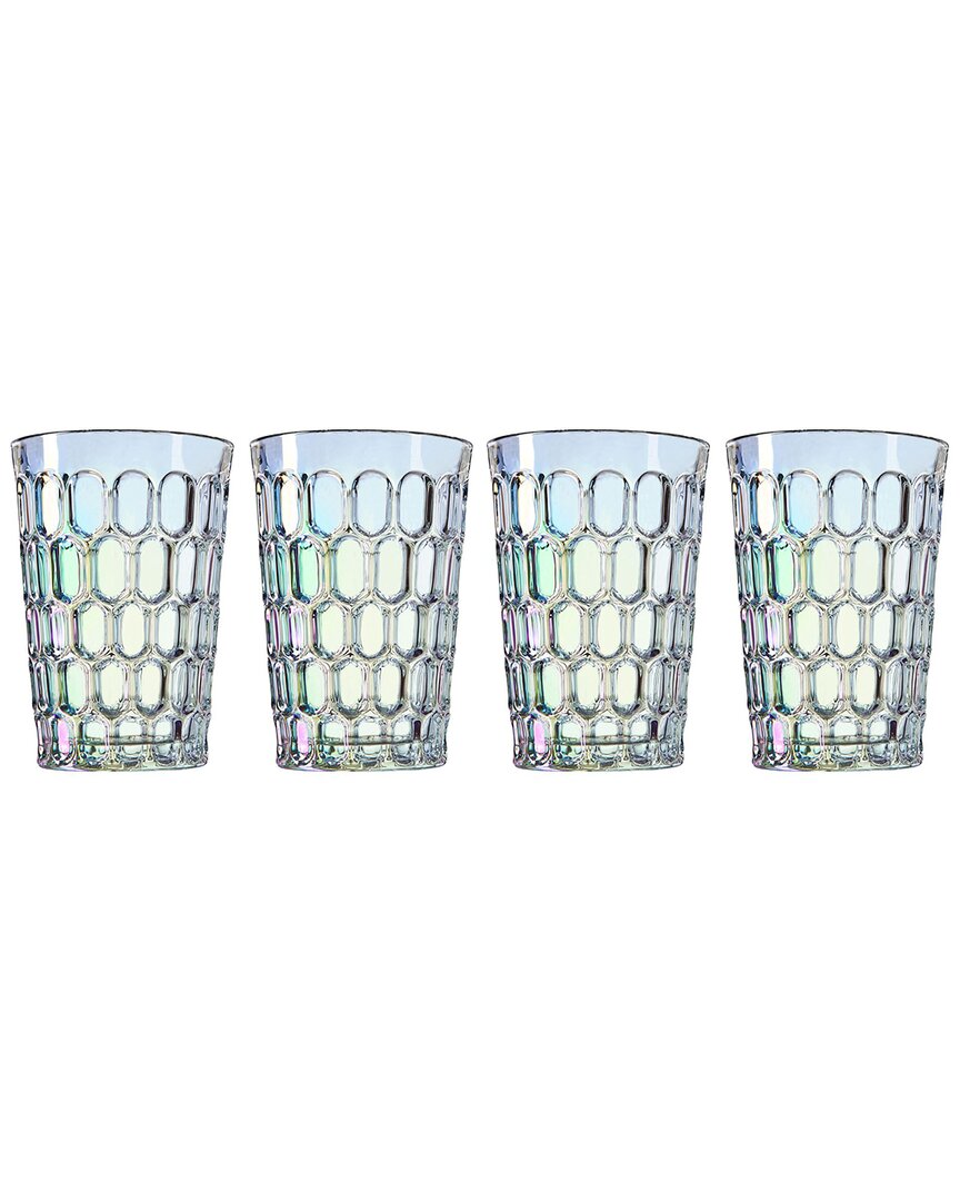 Godinger Set Of 4 Rex Iridescent Highballs