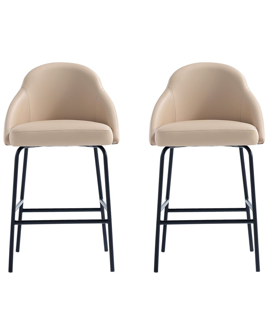Manhattan Comfort Set Of 2 Gracie Modern Leatherette Barstools With Steel Legs