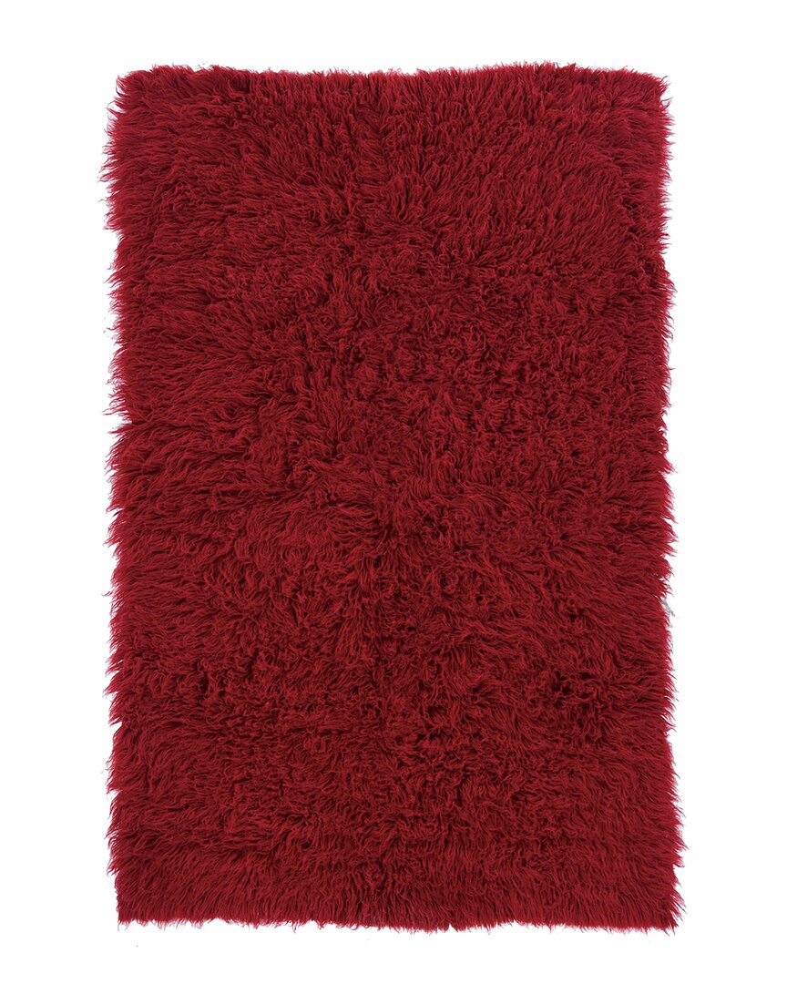Linon New Flokati 1400gr Wool Area Rug In Red