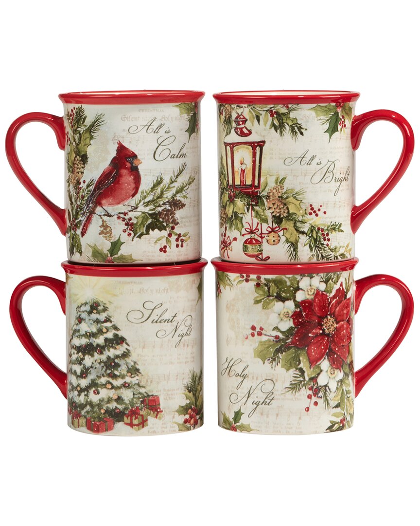 Certified International Silent Night Set Of 4 Mugs In Multi
