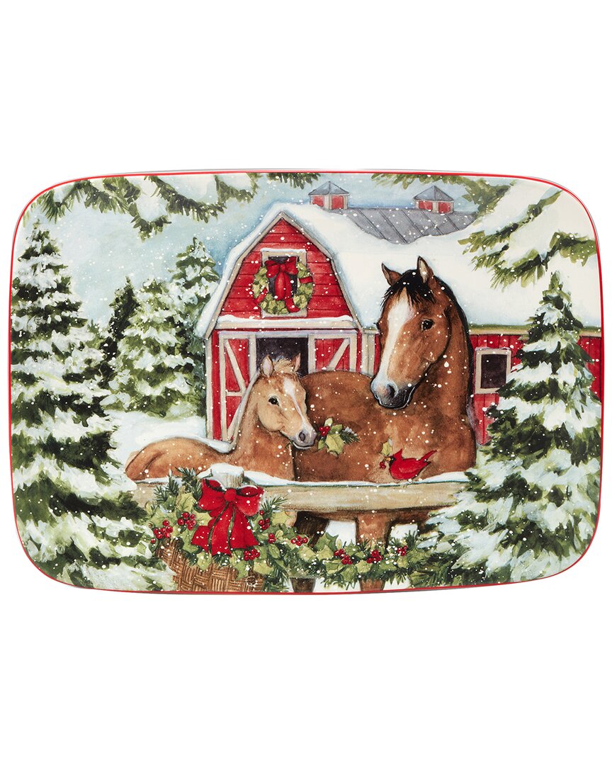 Certified International Homestead Christmas Rectangular Platter Small In Multi