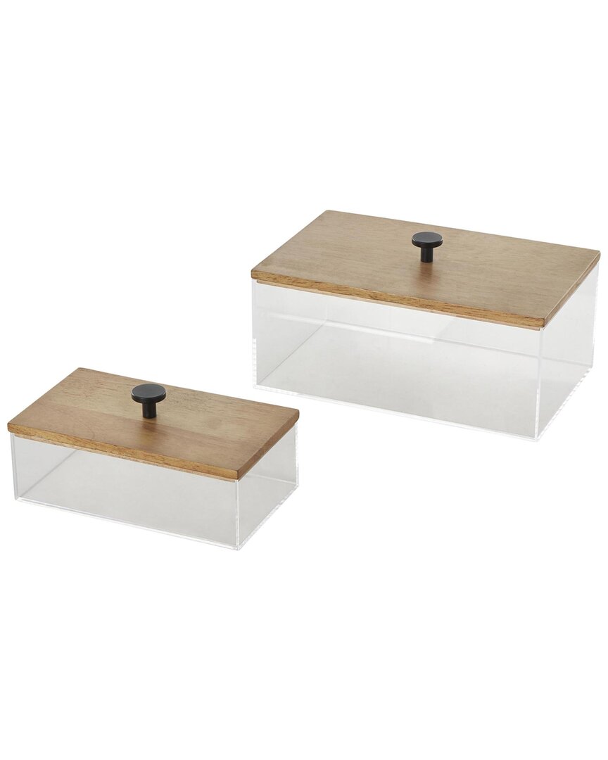 Peyton Lane Clear Acrylic Plastic Decorative Box With Wood Li