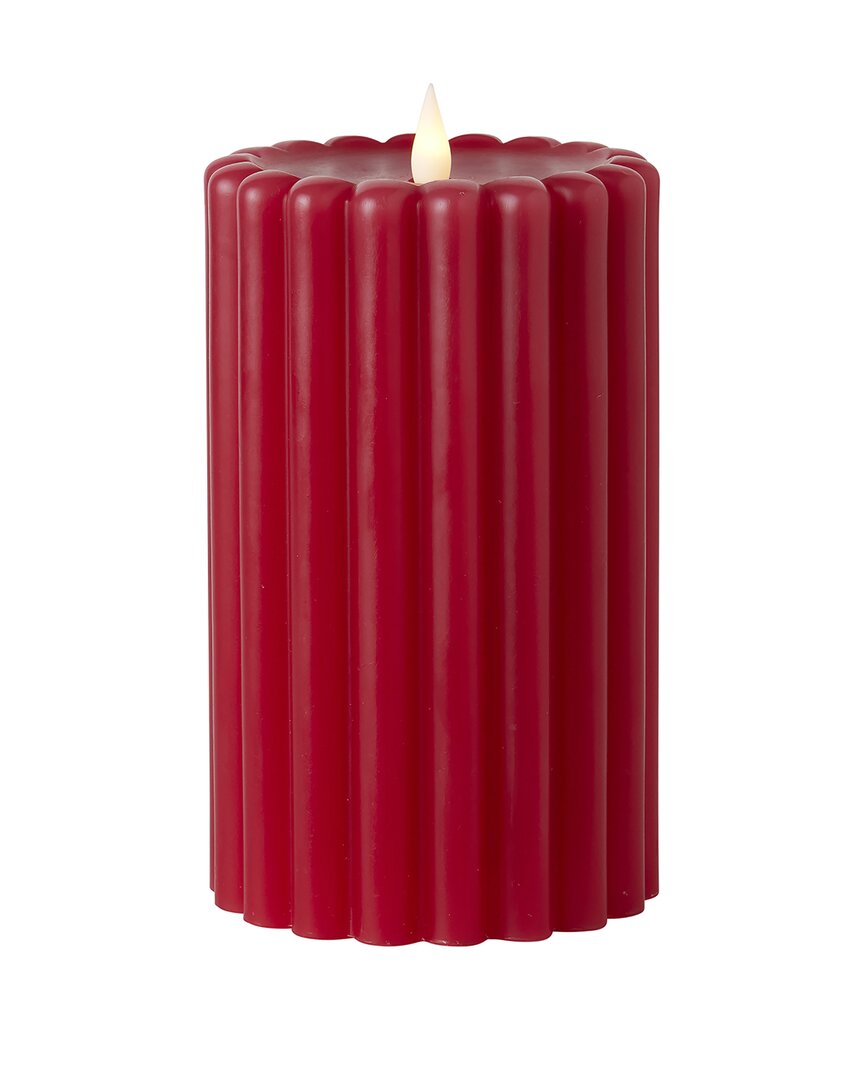Seasonal Llc Wide Ribbed Motion Flameless Candles In Red