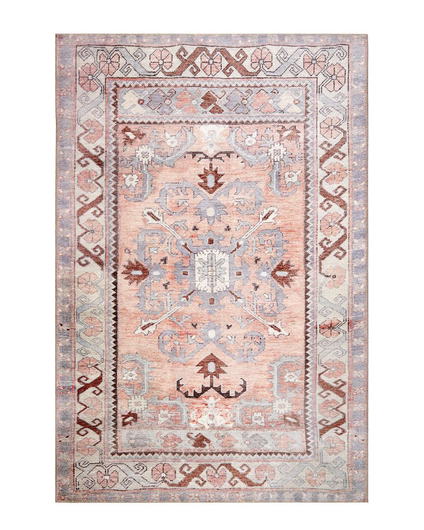 Obeetee Bergen Boho Medallion Easy Care Polyester Rug In Pink