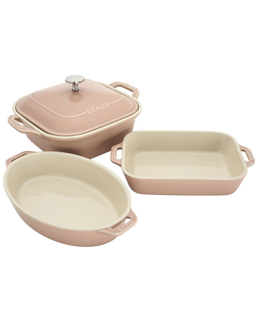 Staub 4-piece Ceramic Baking Dish Set In Pink