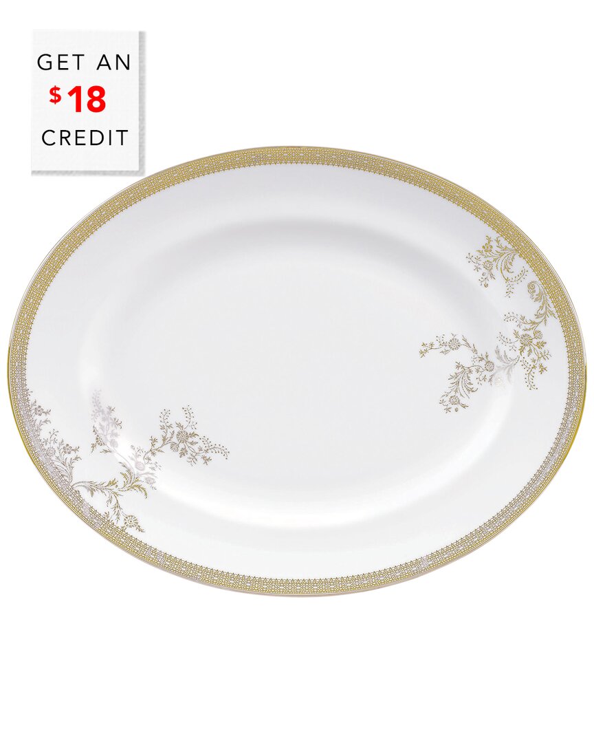 Vera Wang Wedgwood Vera Wang For Wedgwood Lace Gold Oval Platter 13.75in With $18 Credit