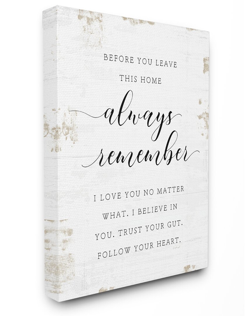 Stupell Industries Always Follow Your Heart Phrase Country Home Charm Stretched Canvas Wall Art By Jennifer In Off-white