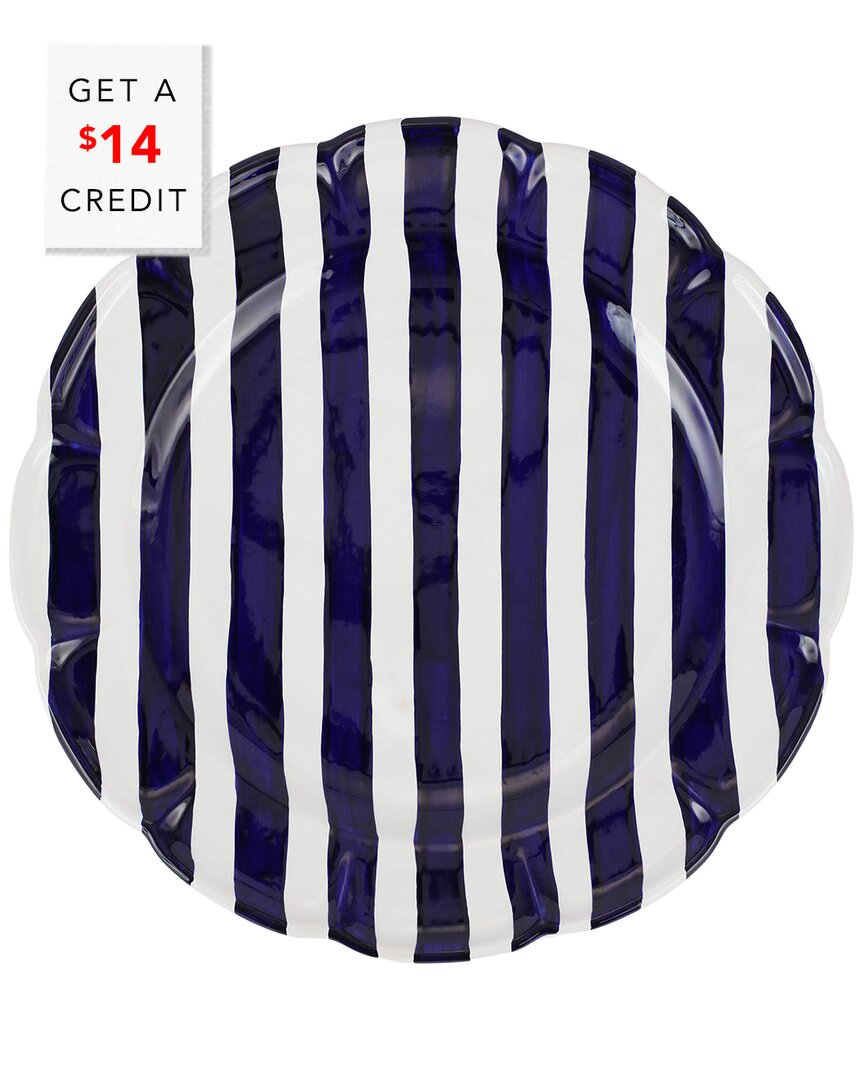 Vietri Amalfitana Stripe Round Platter In Blue