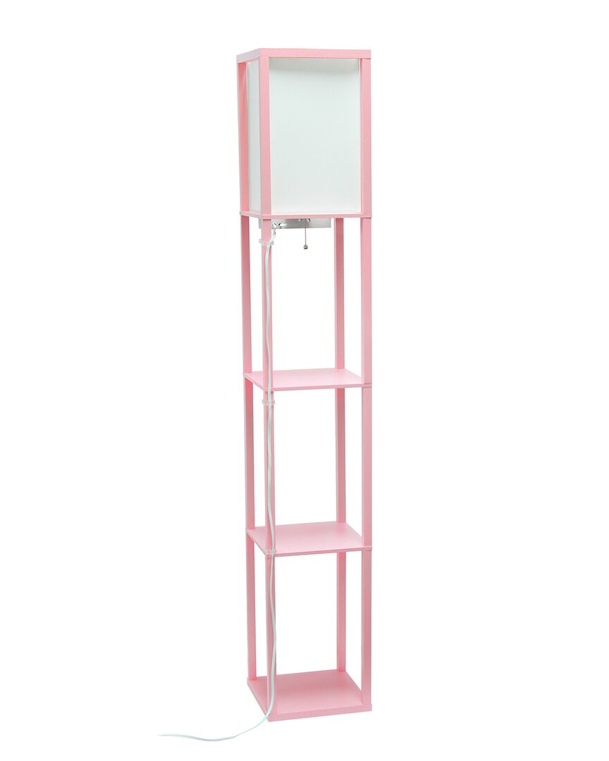 Lalia Home Floor Lamp Etagere Organizer Storage Shelf With 2 Usb Charging Ports In Pink