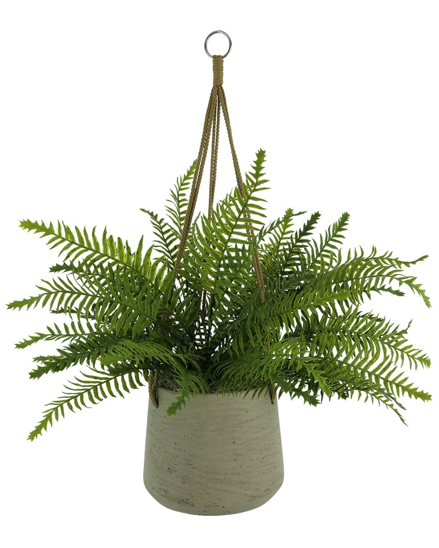Creative Displays Outdoor Uv-rated Fern In Hanging Pot In Gold