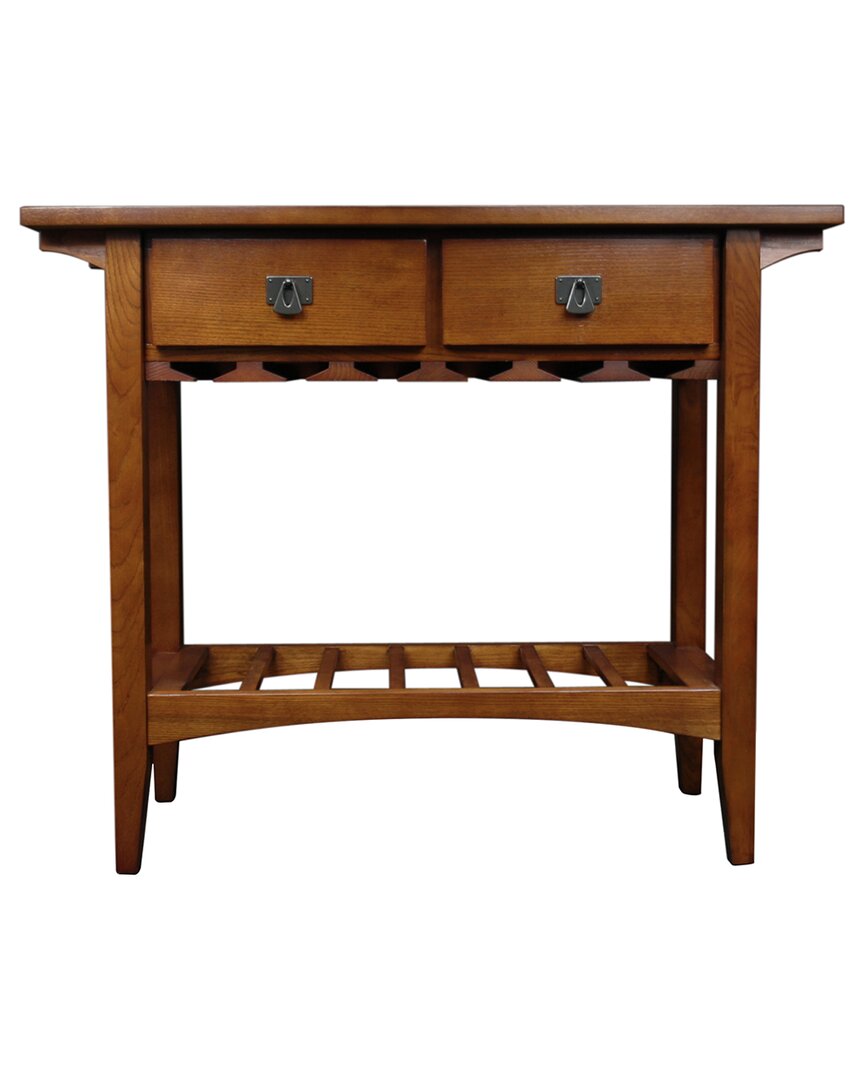 Leick Home Mission 2-drawer Wine Stand With Glass & Bottle Storage In Brown