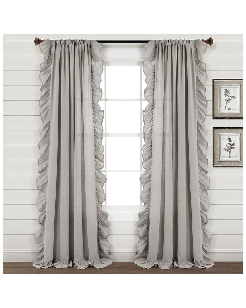 Lush Decor Linen Ruffle Window Curtain Single Panel In Grey