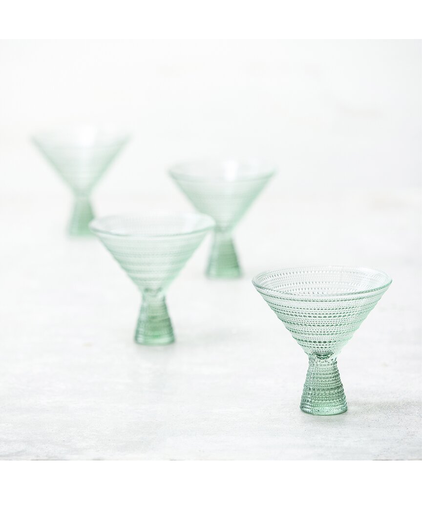 Fortessa Set Of 4 Jupiter Glass Sage Martini Glasses In Green