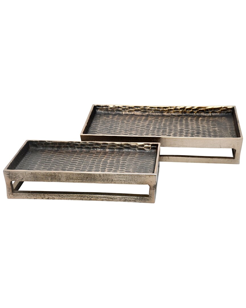 Shop Sagebrook Home Elevarre Set Of 2 Relica Hammered Metal Trays In Metallic