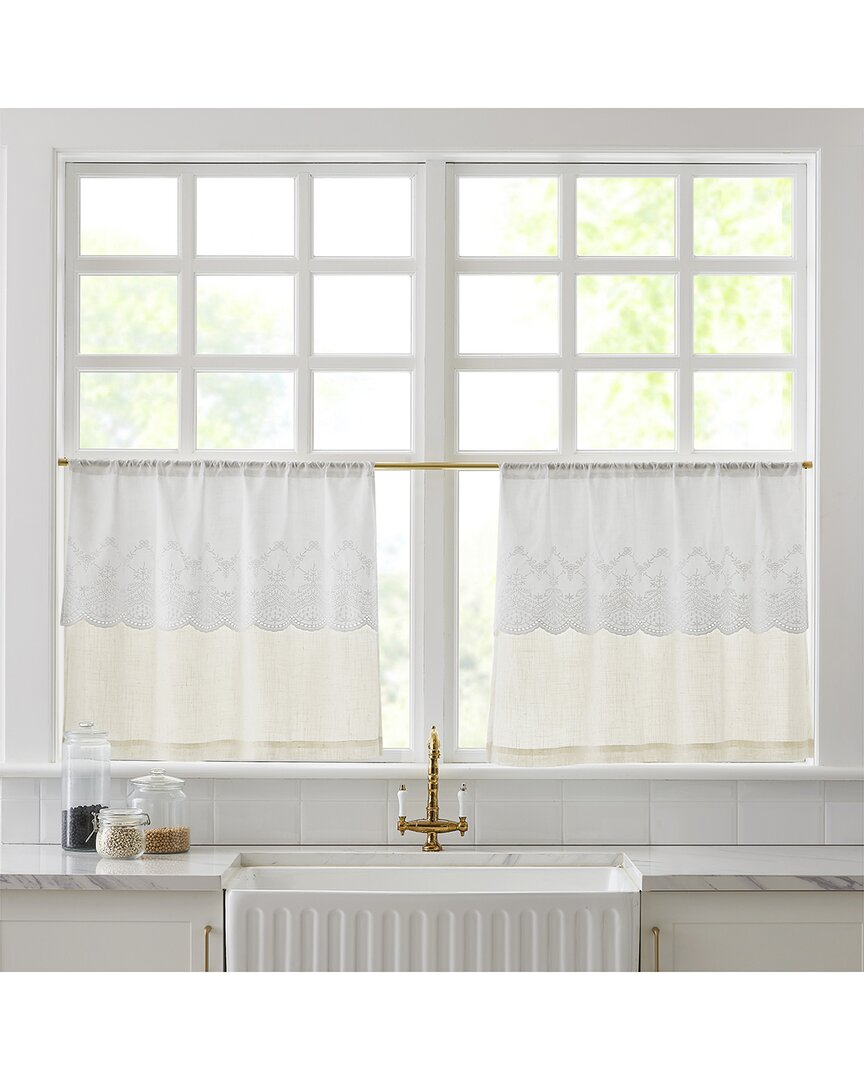 Lush Decor Lush Décor Brigitte Embroidery Eyelet Scalloped Edge Kitchen Tiers In White