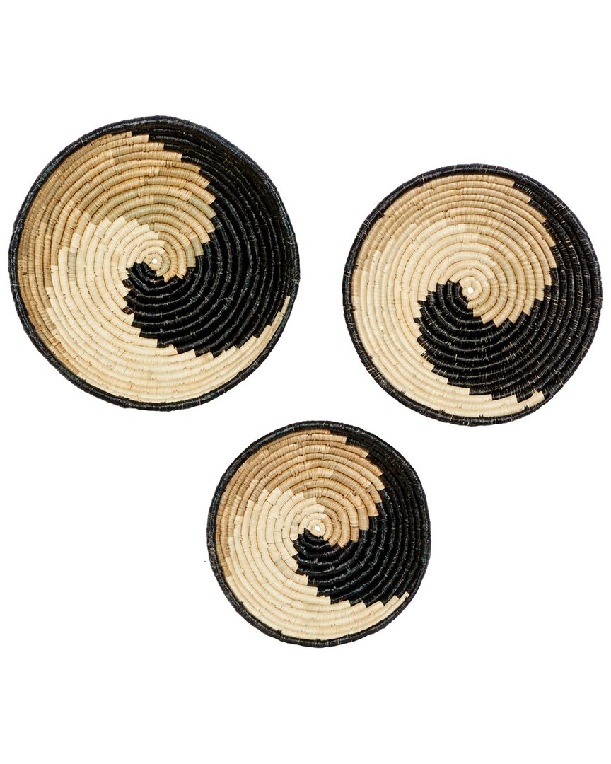 Peyton Lane Set Of 3 Wood Boho Style Wall Decor In Black