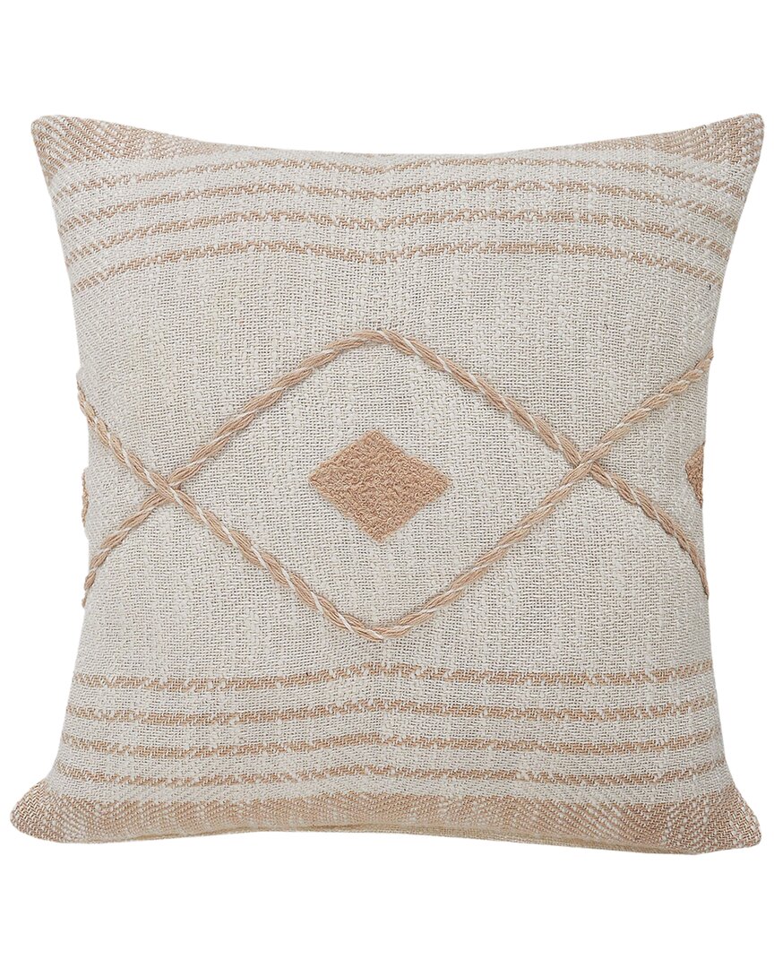 Lr Home Sindy Coastal Edge Tan Geometric Diamond Throw Pillow In Brown