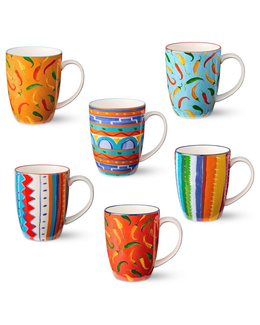 Certified International Caliente Set Of 6 Mugs In Multi