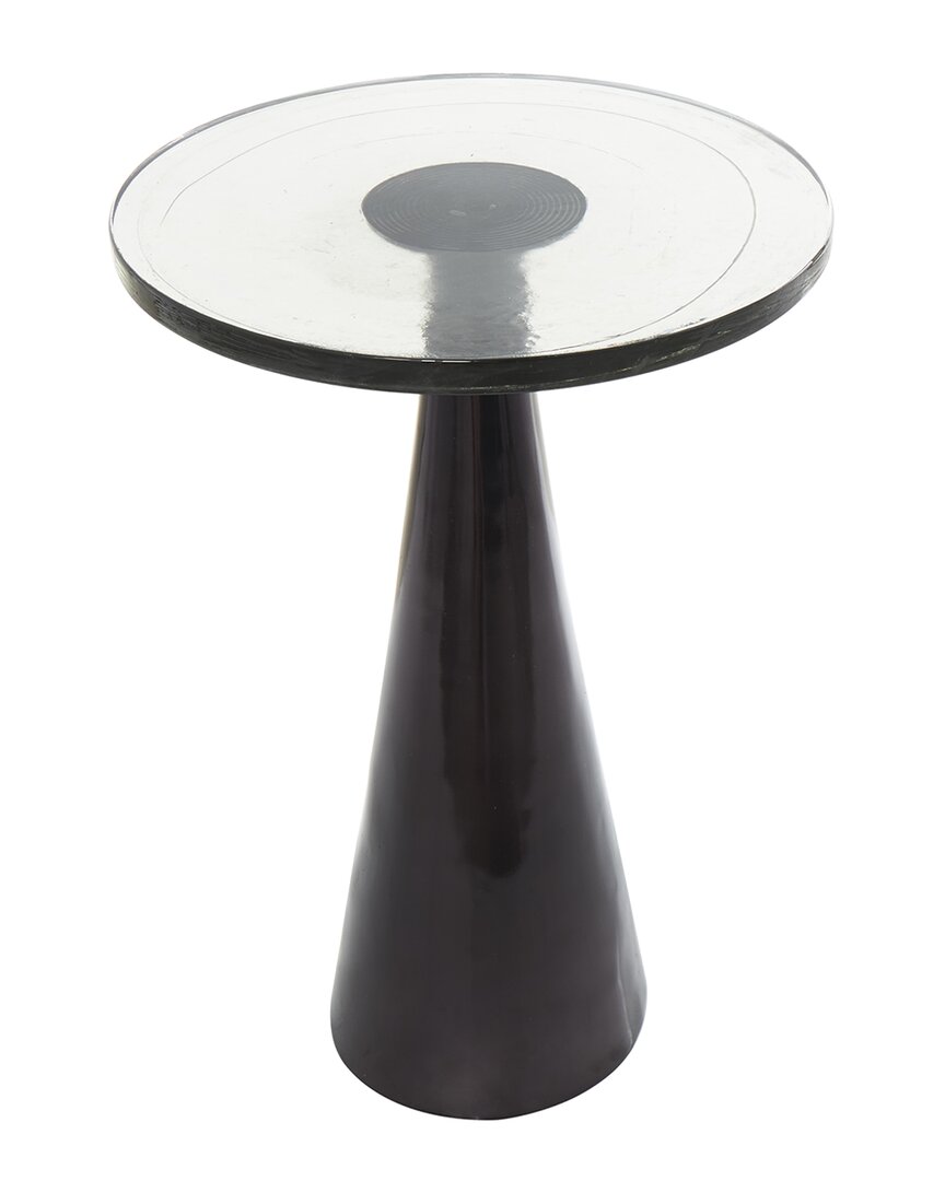 Peyton Lane Geometric Cone Accent Table With Textured Glass Tabletop In Black