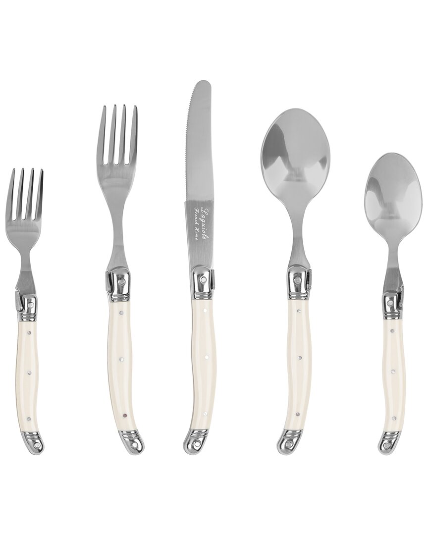 French Home Laguiole Connoisseur 20pc 18/10 Stainless-steel Flatware Set In White